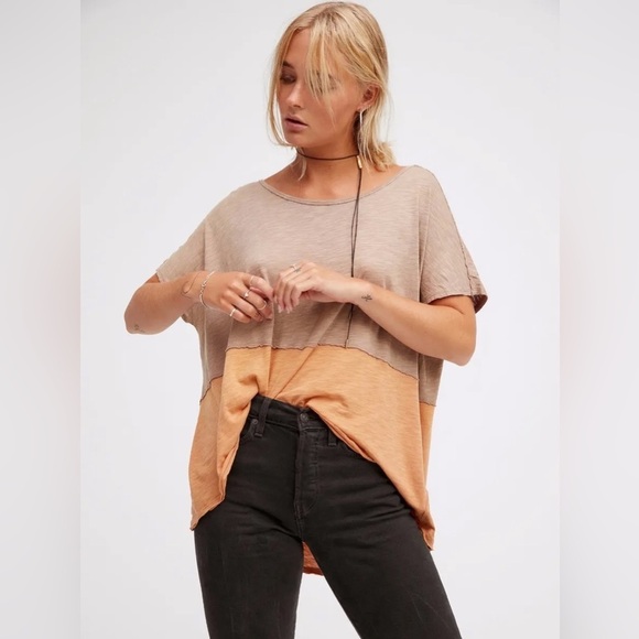 Free People Tops - Free People Oversized Midnight Colorblock Tee XS # 12